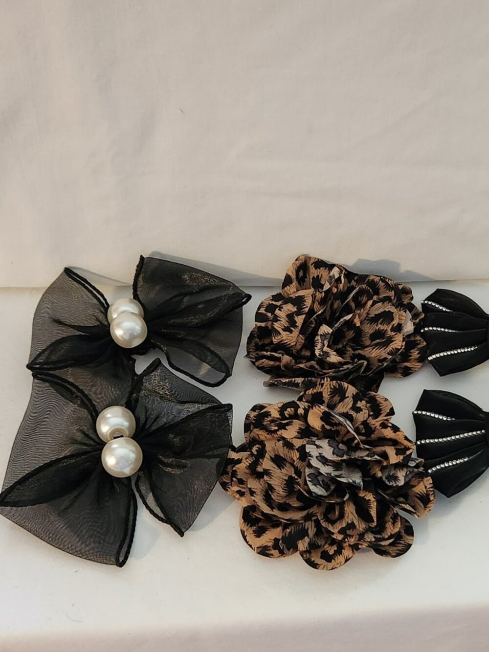 3 for $20 Shoe clips choice of black faux pearls animal print faux crystals NIP